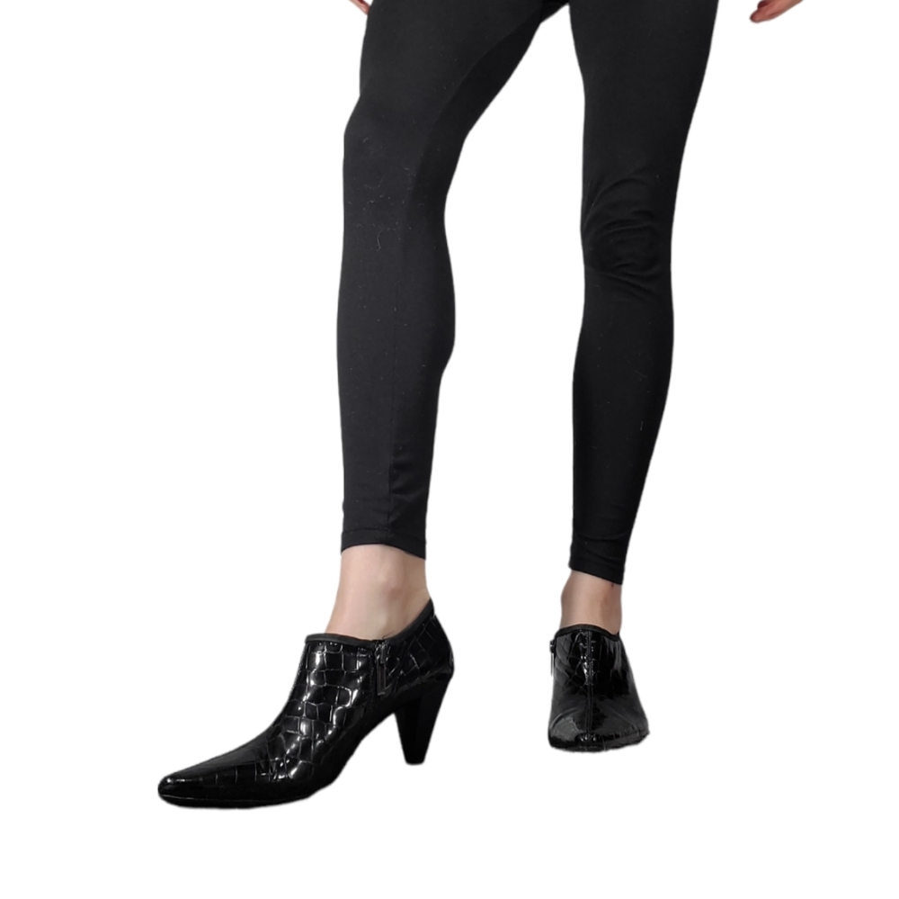 Aquatalia black crocodile print booties